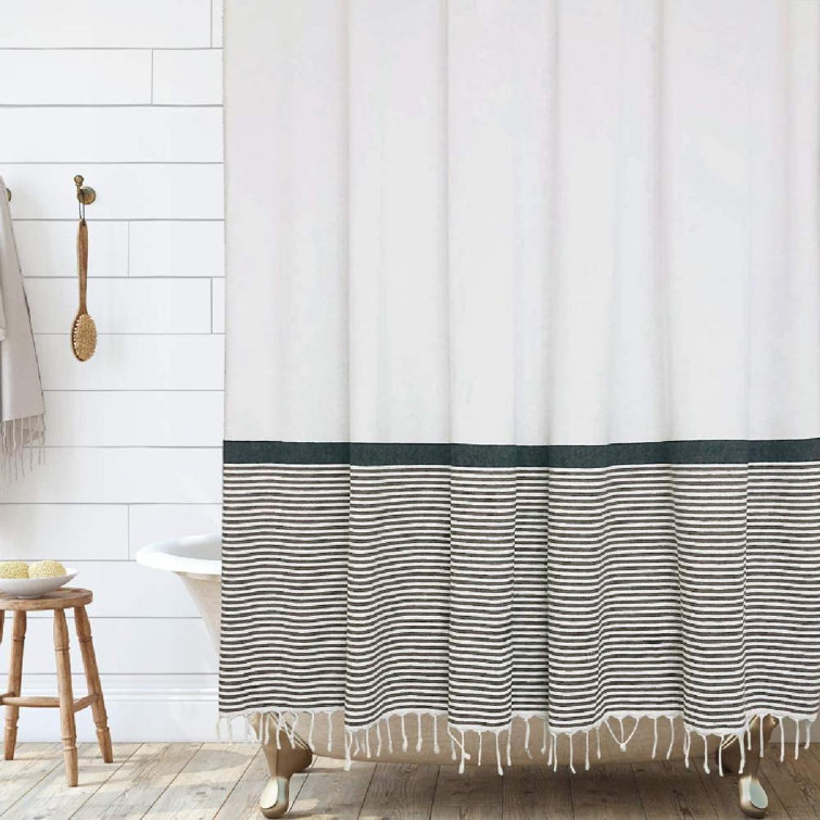 Gracie Oaks 100 Cotton Striped Shower Curtain Wayfair.ca